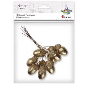 DEKORACJE ŻOŁĘDZIE ZŁOTE NA DRUCIKU 10 SZT.