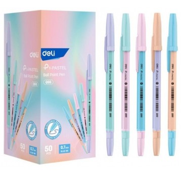DŁUGOPIS ZE SKUWKĄ 0,7 NIEBIESKI P1 PASTEL DELI