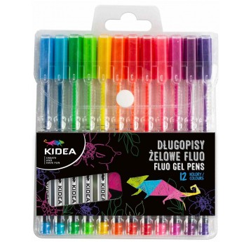 DŁUGOPISY ŻELOWE 12 KOL. FLUO KIDEA