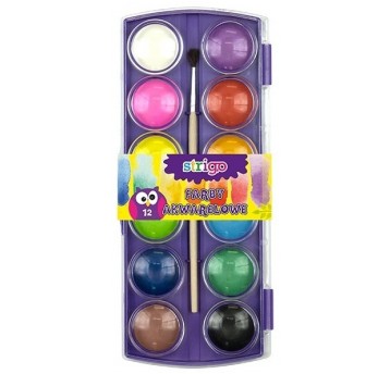 FARBY AKWARELOWE 12 KOL. STRIGO