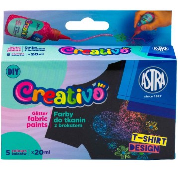 FARBY DO TKANIN 5 KOL 20 ML Z BROKATEM ASTRA