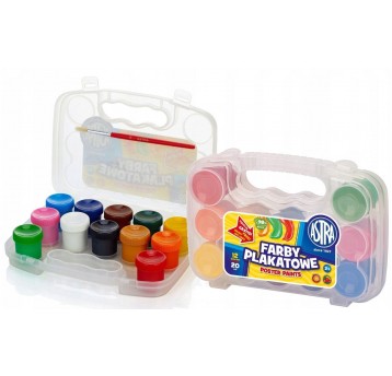 FARBY PLAKATOWE 12 KOL 20ML WALIZKA ASTRA