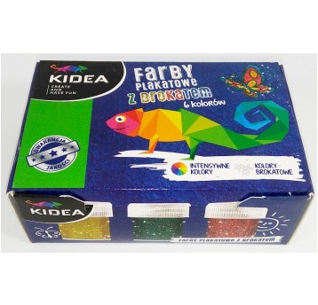FARBY PLAKATOWE 6 KOL Z BROKATEM KIDEA