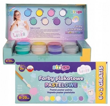 FARBY PLAKATOWE 8 KOL PASTELOWE STRIGO