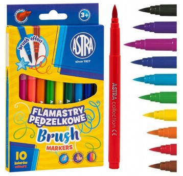FLAMASTRY 10 KOL PĘDZELKOWE ASTRA