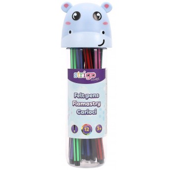 FLAMASTRY 12 KOL HIPOPOTAM STRIGO