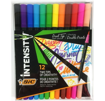 FLAMASTRY DWUSTRONNE INTENSITY DUAL TIP 12KOL BIC