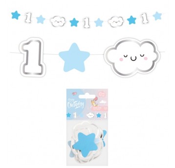 GIRLANDA PAPIEROWA MINI ROCZEK NIEBIESKA