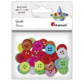 GUZIKI PLASTIKOWE KOLOROWE15MM 50 SZT.