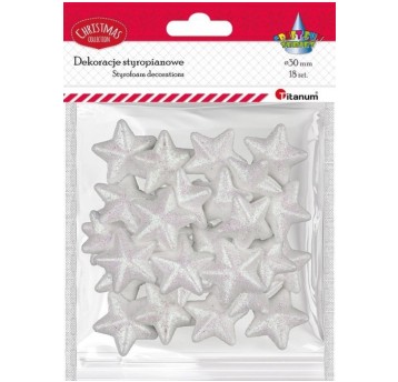 GWIAZDKI STYROPIANOWE BIAŁE 18 SZT. 3CM