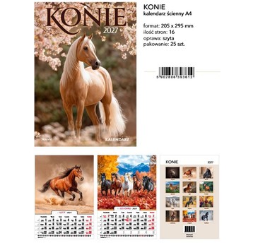 KALENDARZ 2027 A4 KONIE