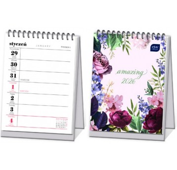 KALENDARZ BIURKOWY TYGODNIOWY PIONOWY KWIATY