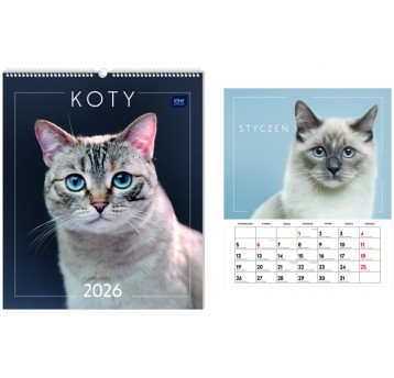 KALENDARZ ŚCIENNY 33,5X40CM KOTY