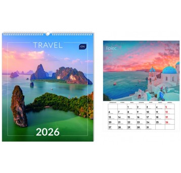 KALENDARZ ŚCIENNY 33,5X40CM TRAVEL