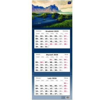 KALENDARZ ŚCIENNY TRÓJDZIELNY 82,5X34CM PEJZAŻ