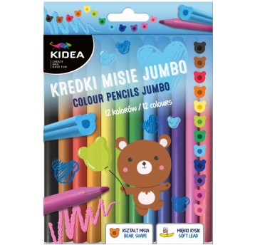 KIDEA KREDKI MISIE JUMBO 12 KOLORÓW
