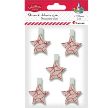 KLAMERKI DREWNIANE GWIAZDKI 5 SZT.