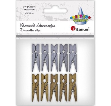 KLAMERKI DREWNIANE ZŁOTE SREBRNE 10SZT.