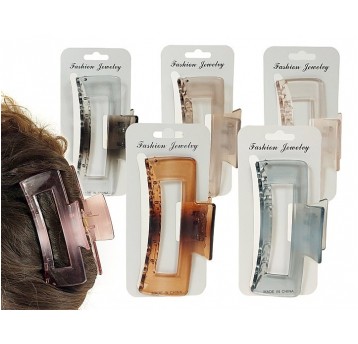 KLAMRA DO WŁOSÓW PROSTOKĄTNA PRZEZROCZYSTA