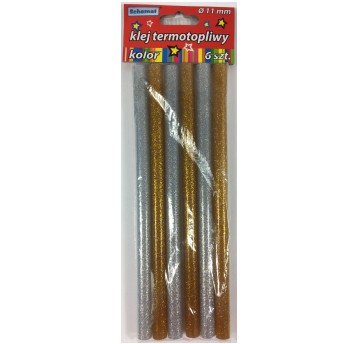 KLEJ DO PISTOLETU NA GORĄCO 11MM 6 SZT. ZŁ/SREBRNY