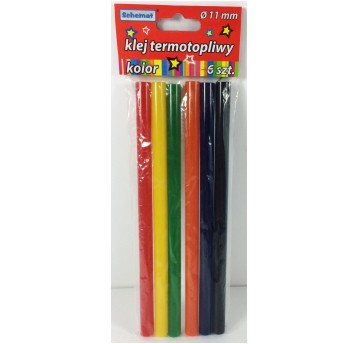KLEJ DO PISTOLETU NA GORĄCO KOLOROWY OP.6SZT