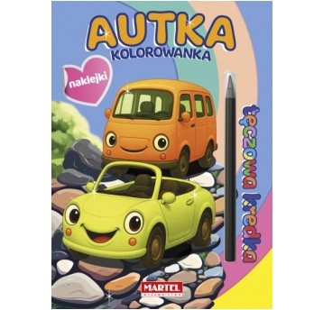 KOLOROWANKA Z NAKLEJKAMI KREDKA AUTA MARTEL