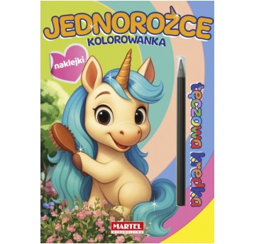 KOLOROWANKA Z NAKLEJKAMI KREDKA JEDNOROŻEC MARTEL