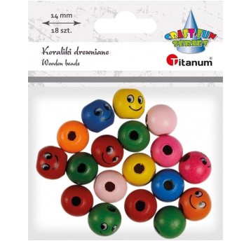 KORALIKI DREWNIANE 14 MM 18 SZT KOLOR BUŹKI