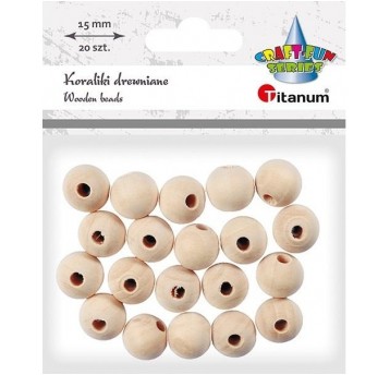 KORALIKI DREWNIANE 15MM NATURALNE