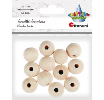 KORALIKI DREWNIANE 20MM 12 SZT.