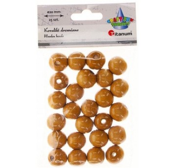 KORALIKI DREWNIANE 20MM 25 SZT. BRĄZOWE