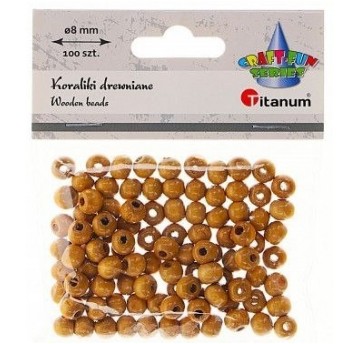 KORALIKI DREWNIANE 8MM 100SZT. BRĄZ JASNY