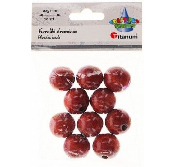 KORALIKI DREWNIANE BRĄZOWE 25MM 10SZT.