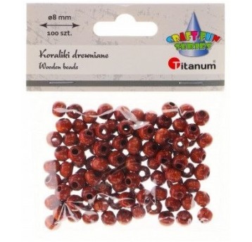 KORALIKI DREWNIANE BRĄZOWE 8MM 100SZT.