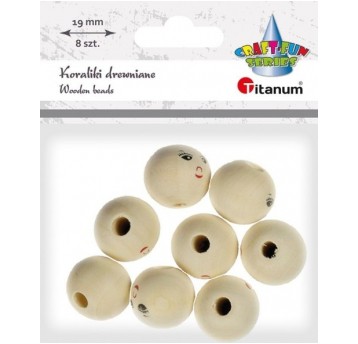 KORALIKI DREWNIANE BUŹKI 19MM 8 SZT.