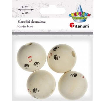 KORALIKI DREWNIANE BUŹKI 30MM 4 SZT.
