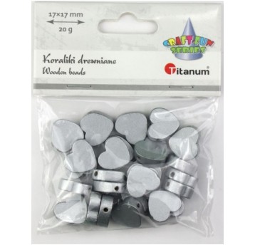 KORALIKI DREWNIANE SERCA SREBRNE 20G