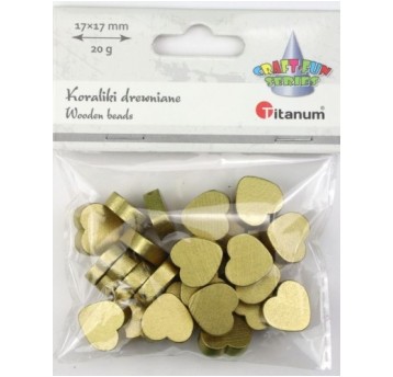 KORALIKI DREWNIANE SERCA ZŁOTE 20G