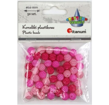 KORALIKI TONACJA CIEMNORÓŻOWA 10MM 50 SZT.