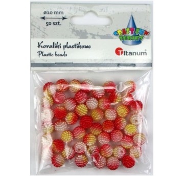 KORALIKI TONACJA CZERWONA 10MM 50 SZT.