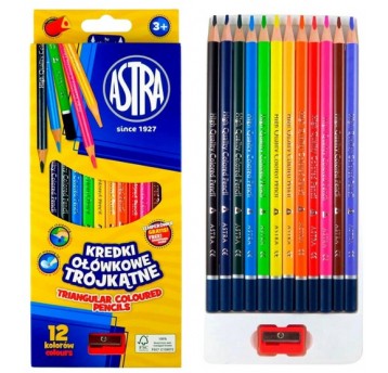KREDKI OŁÓWKOWE 12 KOL TRÓJKĄTNE ASTRA