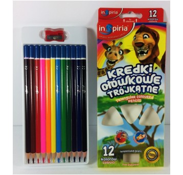 KREDKI OŁÓWKOWE 12 KOL TRÓJKĄTNE INSPIRIA