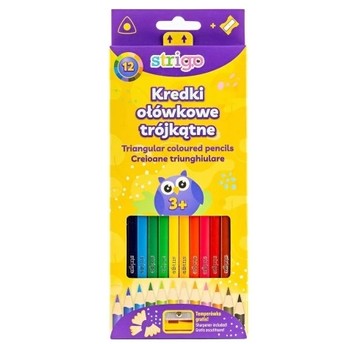 KREDKI OŁÓWKOWE 12 KOL TRÓJKĄTNE STRIGO