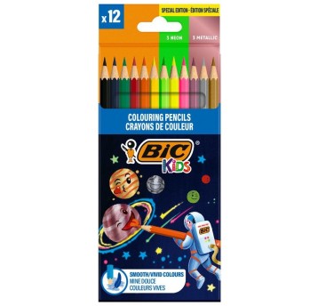 KREDKI OŁÓWKOWE 12 KOLORÓW SMOOTH KIDS KOSMOS BIC