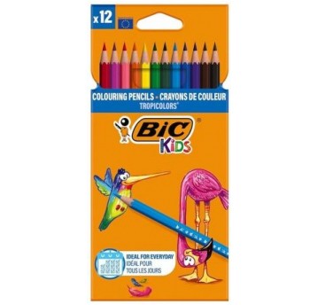 KREDKI OŁÓWKOWE 12 KOLORÓW TROPICOLORS BIC