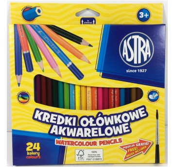 KREDKI OŁÓWKOWE 24 KOL AKWARELOWE ASTRA