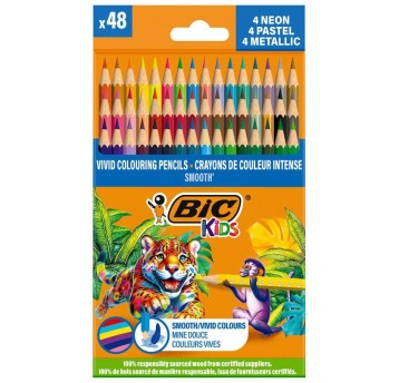 KREDKI OŁÓWKOWE 48 KOLORÓW SMOOTH BIC