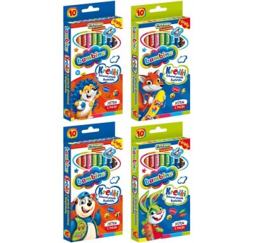 KREDKI OŁÓWKOWE GRUBE 10 KOL Z TEMPERÓWKĄ BAMBINO