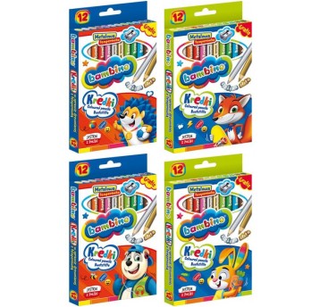 KREDKI OŁÓWKOWE GRUBE 12 KOL Z TEMPERÓWKĄ BAMBINO