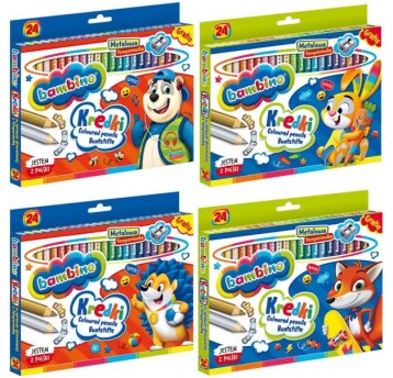 KREDKI OŁÓWKOWE GRUBE 24 KOL Z TEMPERÓWKĄ BAMBINO